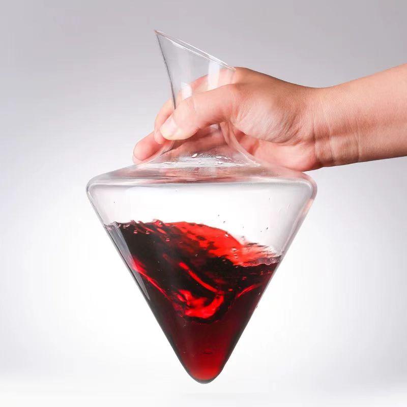 Dispenser per vino, caraffa per vino, secchiello per il ghiaccio domestico dal design in vetro, set da vino rotante e creativo, decanter per vino rosso, set da vino