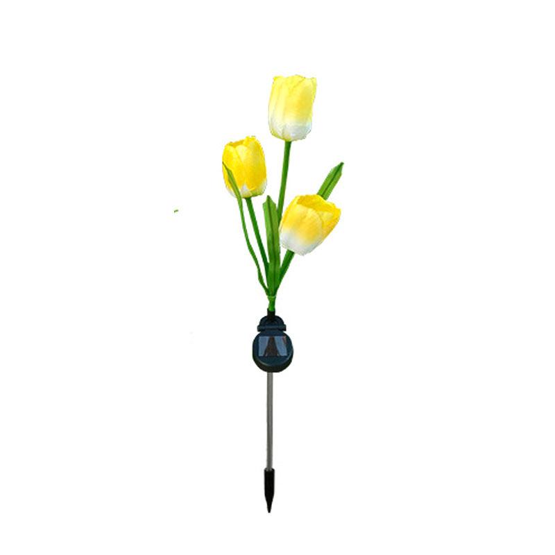 Three Head Tulip Lantern Solar Outdoor Light Courtyard Decoration Light Landscape Light