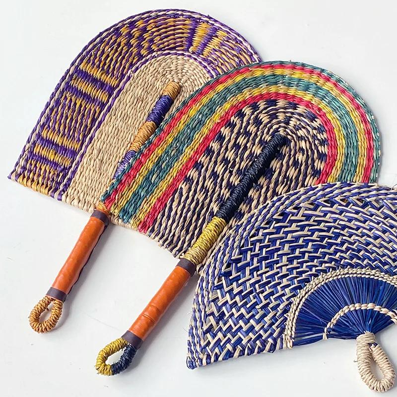 Seaweed woven Nordic hand-woven decoration home wall hanging living room porch background home wall fan pendant