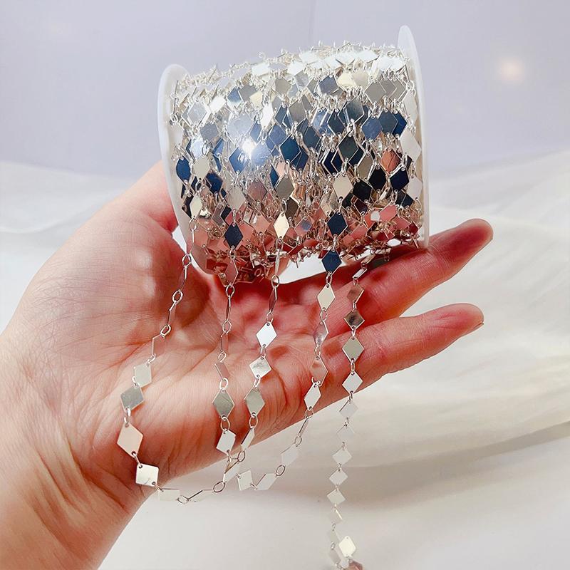10 Meters Golden/Silver Geometric Rhombus Sequins Copper Chains DIY Hairpin Bracelet Necklace Jewelry Handmade Accessories