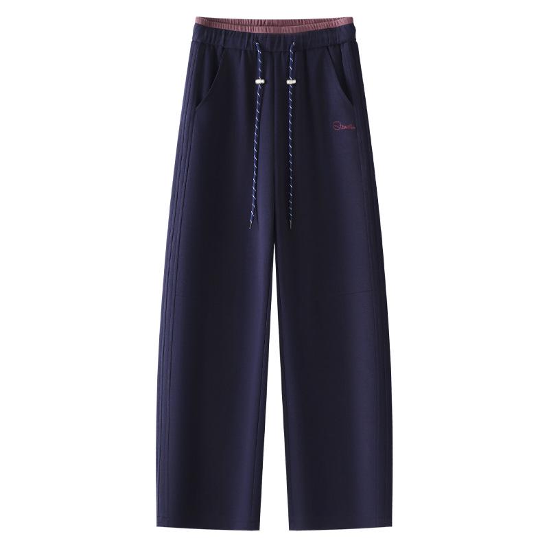 

Женские красные брюки-палаццо с высокой талией 2025 - Весенне-осенние повседневные облегающие брюки-бананы M темно-синий