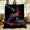 1pc Cricket Batting Flannel Blanket, Comfortable and Warm Blanket, for Camping Sofa Bed and Couch Office034