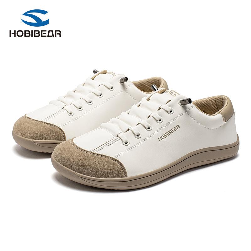 HOBIBEAR Leather Barefoot Shoes Lightweight Wide Toe Box Zero Drop Slip-on Shoes for men&Women