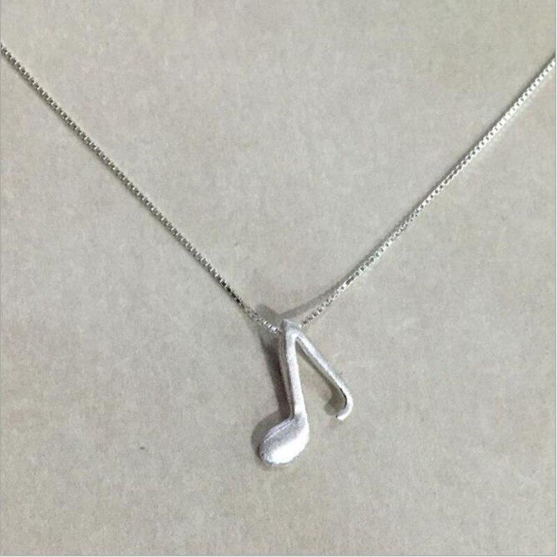 Creative Female 925 Sterling Silver Jewelry Fashion Simple Matte Note Cute Pendant Necklace Birthday Gift Xl180