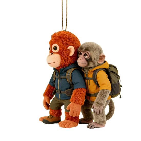 Monkey Hugging Plush Toy Keychain 2D Monkey Acrylic Keychain for Backpack Purse Car Keys Emotional Gift for Family Friends