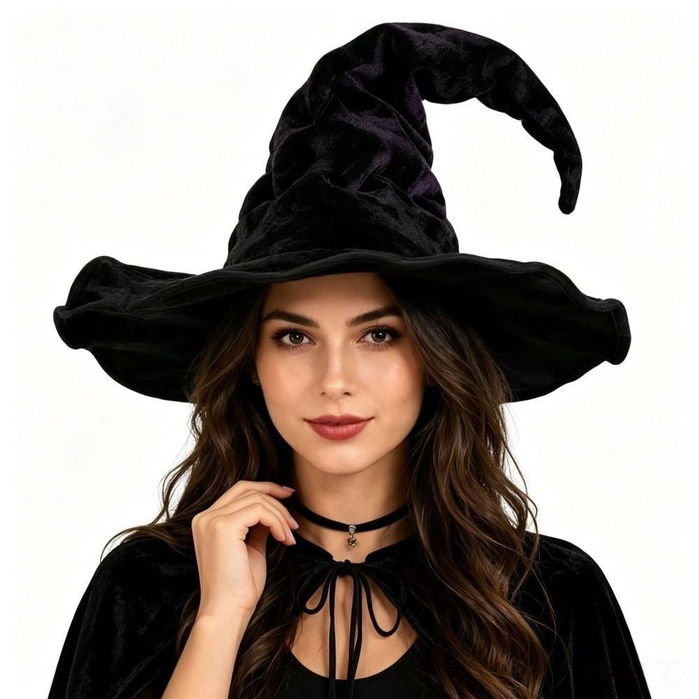 Tall Pointed Cone Top Halloween Wizard Hat Large Wide Brim Pointed Mage Hat Halloween Party