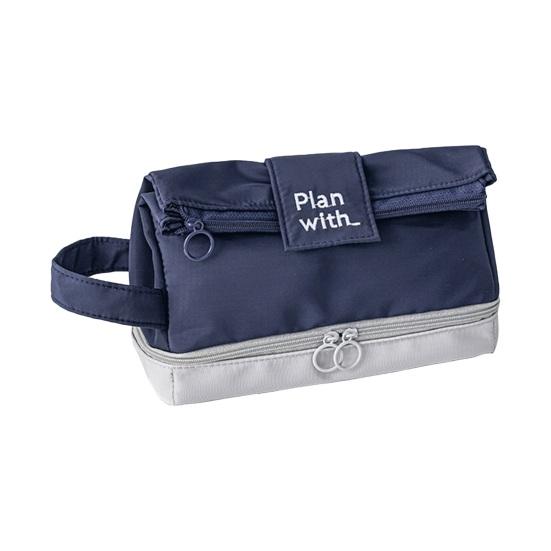 

Пенал большой емкости для хранения канцелярских принадлежностей для студентов с ручным ремешком и плавным механизмом застежки-молнии 3C темно-синий