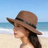 Western Cowboy Wide-brimmed Straw Hat, Summer Beach and Beach Sun Protection, Foldable Outdoor Hiking Sun Hat