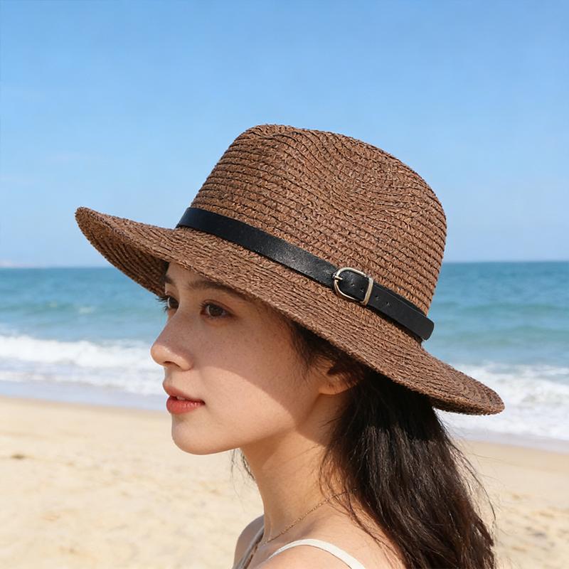 

Western Cowboy Wide-brimmed Straw Hat, Summer Beach and Beach Sun Protection, Foldable Outdoor Hiking Sun Hat One Size