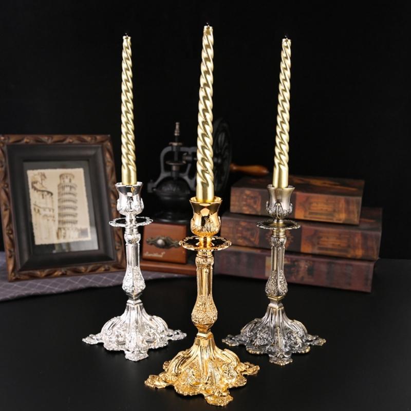 Metal Candle Stand With Intricate Engraved Pattern Antique Taper Candlestick Holders For Weddings And Parties Decoration