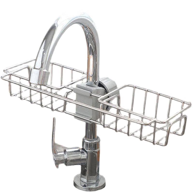 Stainless Steel Kitchen Sink Storage Rack with Sponge and Dish Rag Holder