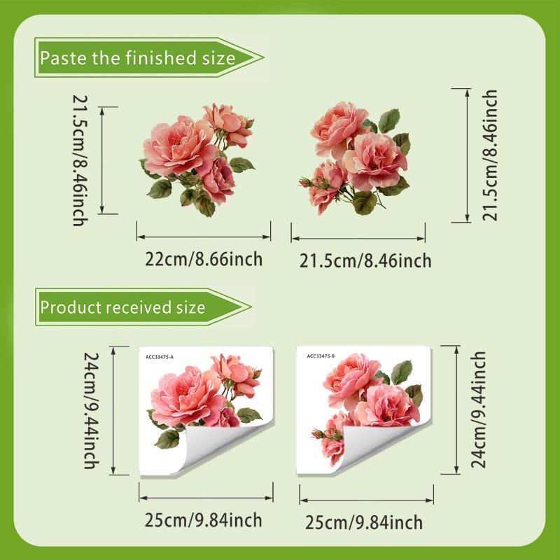 Rose Toilet Seat Stickers Self-Adhesive Waterproof for Personalized Bathroom Decor