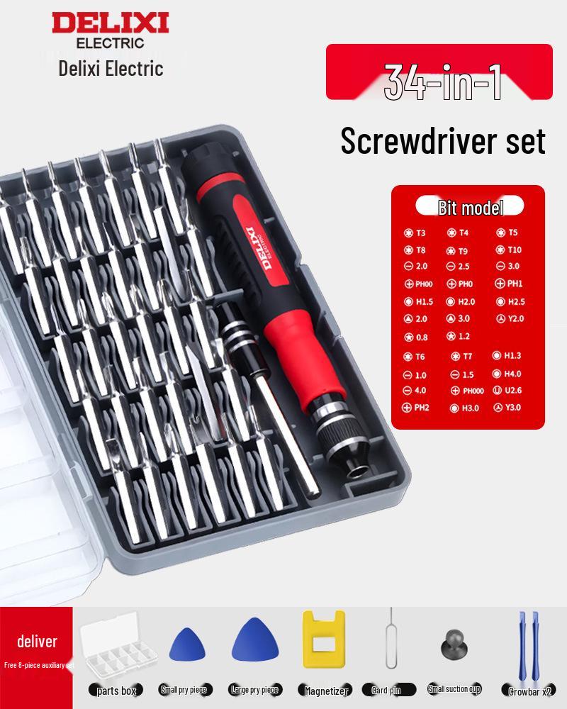 Delixi Electric Multifunktionales Schraubendreher-Set für Elektronik und Staubentfernung