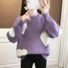 College Style Thick Knit Sweater for Autumn and Winter Women's clothingKorean Loose Fitting Inner Bottom Shirt
