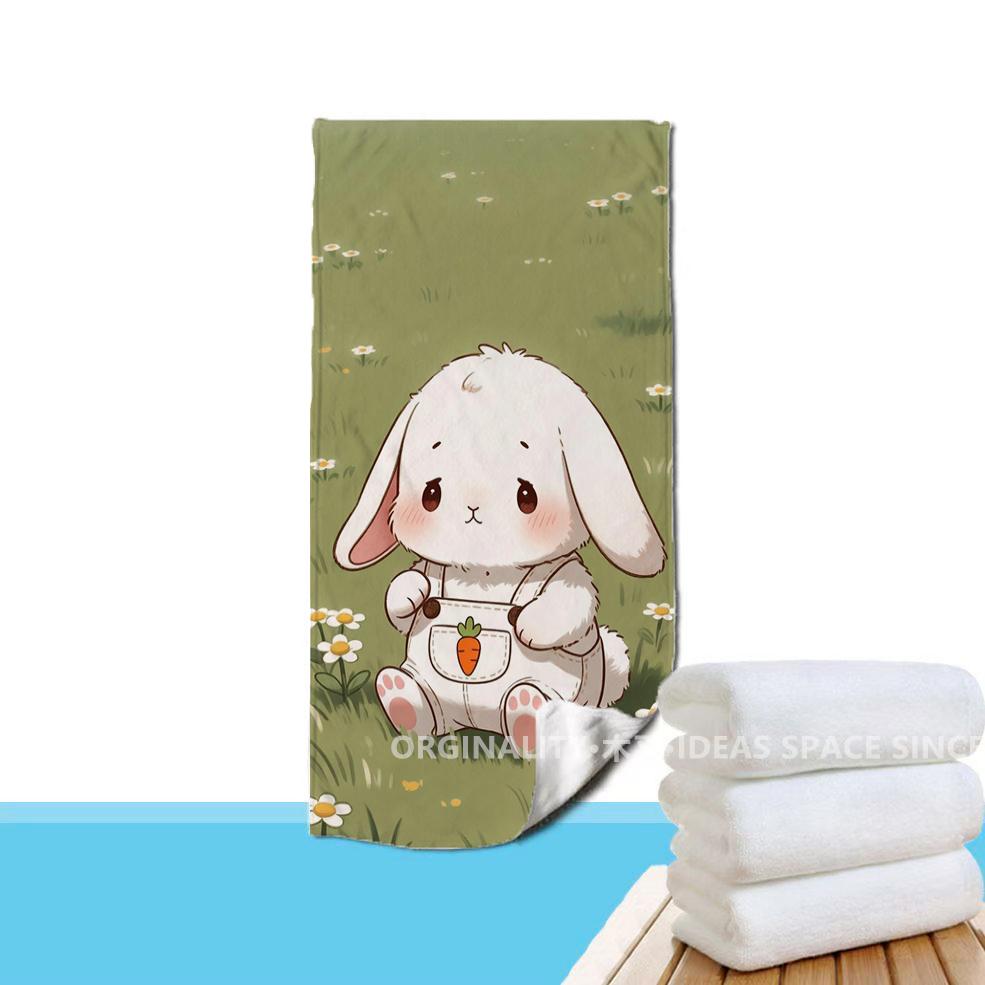 Cartoon Bunny Print Beach Towel Patterned Sunscreen And Windproof Suitable For Swimming Pool Camping Travel Blanket