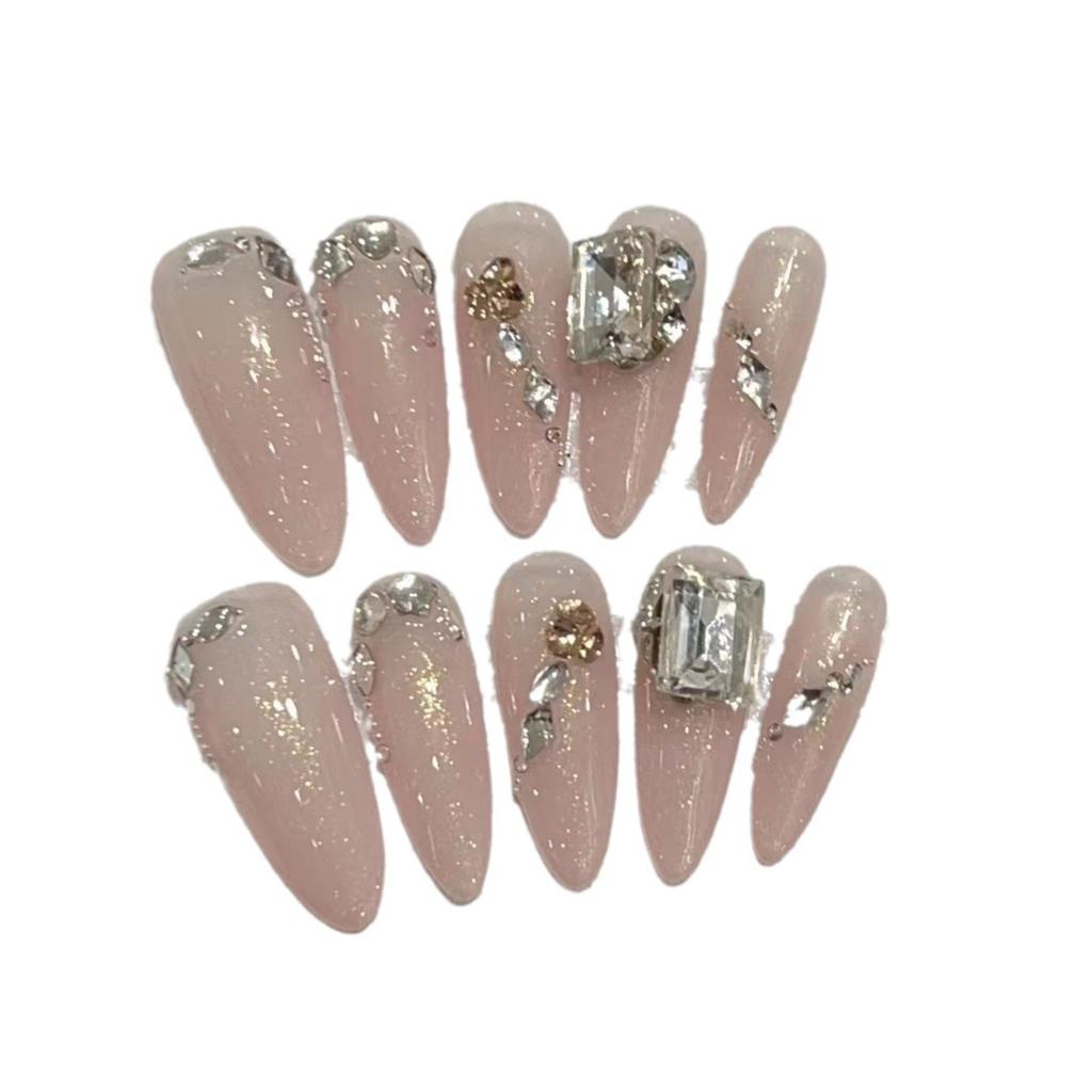 Wearing Armor Handmade Fresh Princess Color Flash Drill Temperament Style Fake Nail Patch Removable Nail Art