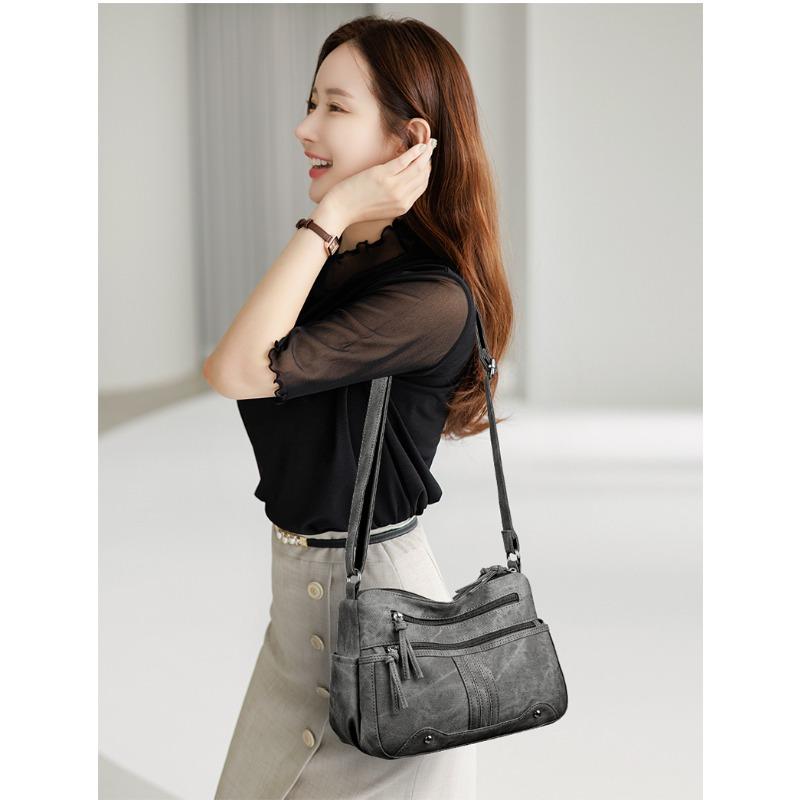 Damen Leichte Umhängetasche mit Mehreren Fächern & Verstellbarem Riemen Lässige Schultertasche