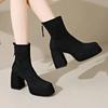 Fashion Suede Super High Heels Women Boots Ankle Chelsea Shoes New Winter Chunky Dress Shoes Party Elegant Pumps Goth Botas Mujer