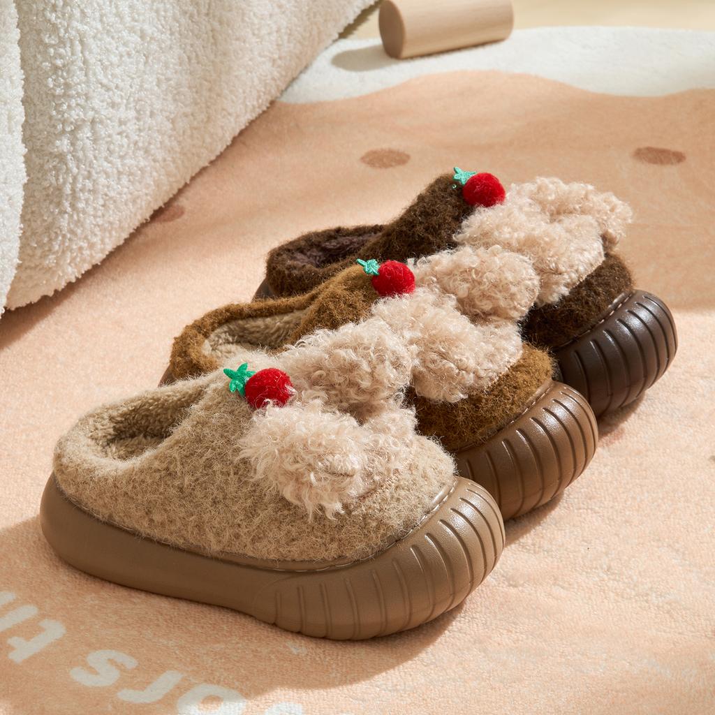 Winter Cute Children Home Slippers Plush Warm Thick Bottom Slides Cartoon Comfortable Non-Slip Slippers Indoor Outdoor Men Casual Slippers