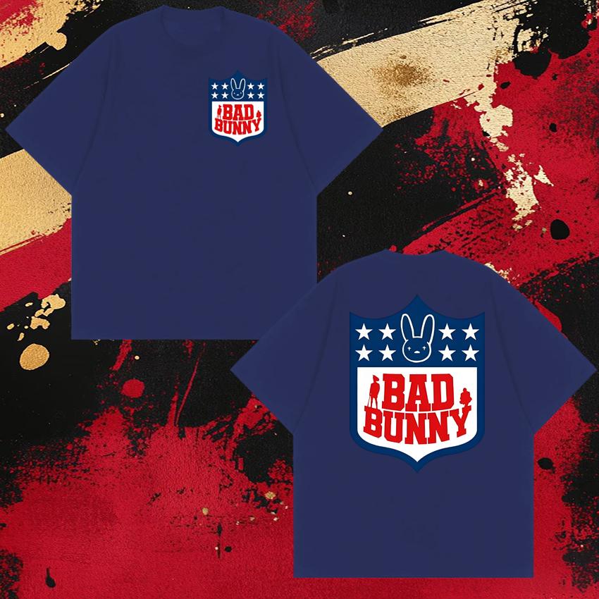 Rapper Bad Bunny Football Double Sided Printed Short Sleeve Tshirts Unisex 100 Cotton T Shirt Unisex WOMEN Oversized Hip Hop Tops