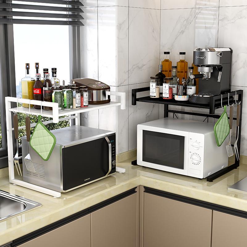 Retractable Multi-layer Kitchen Storage Rack for Microwave and Rice Cooker