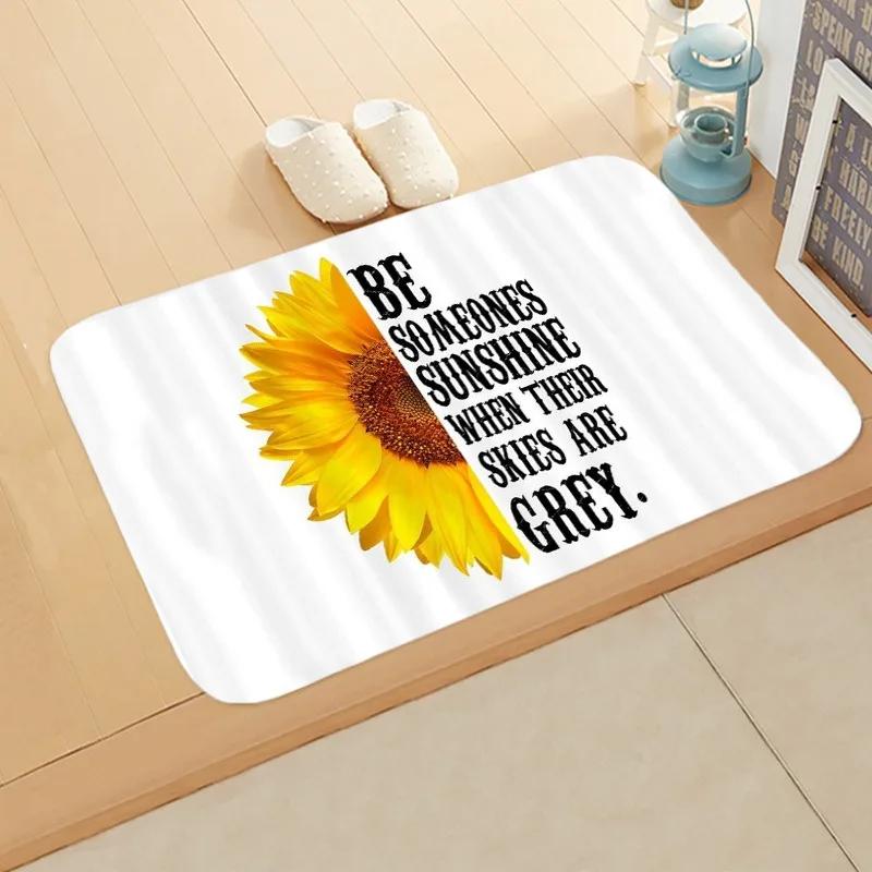 Sunflower Entrance Welcome Door Mat Flowers Bedroom Bedside Decor Carpet Non-slip Bathroom Kitchen Foot Rugs for Indoor Home