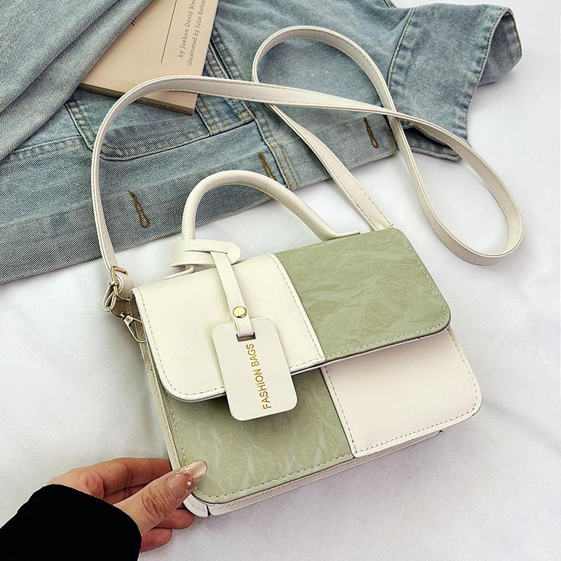 New Fashion Trend Niche Contrasting Color Design Premium Texture Shoulder Messenger Bag Versatile Women's Bag Portable Small Square Bag