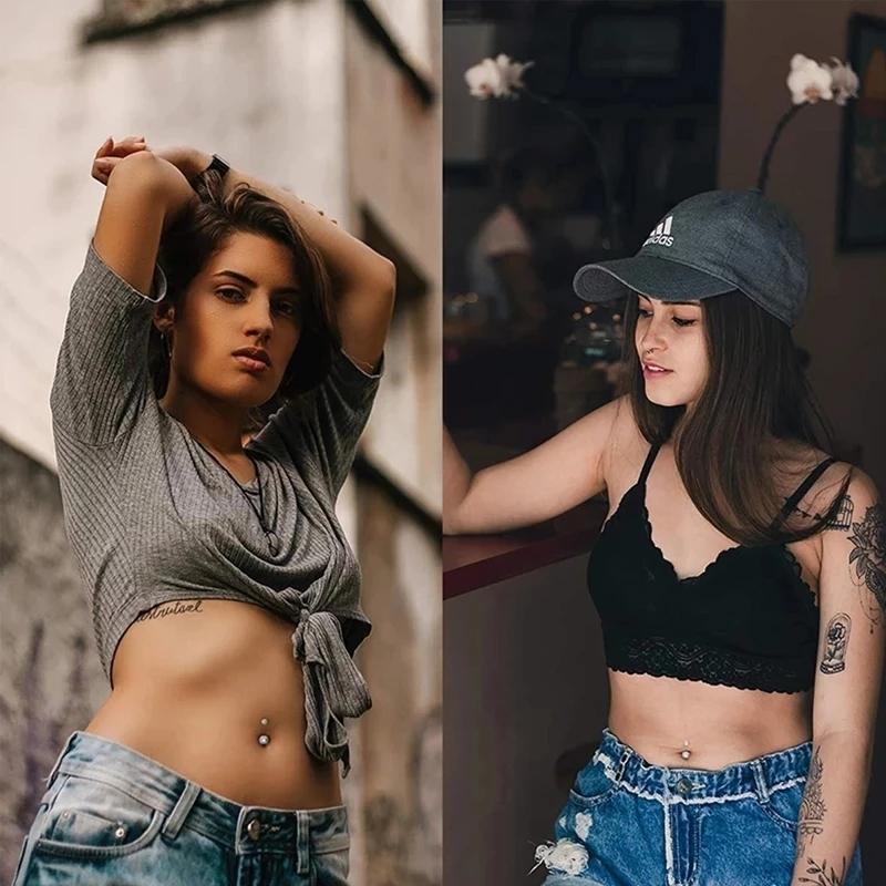 Anneaux de nombril en acier inoxydable 14G, anneaux de nombril en perles CZ, bijoux de perçage pour le corps, haltère