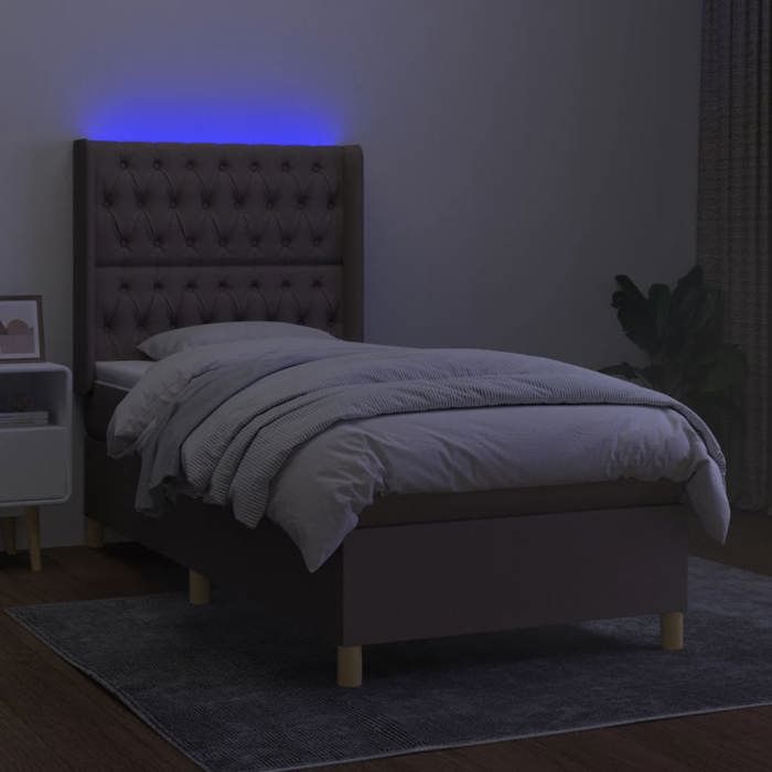VidaXL Sommier à Lattes de Lit avec Matelas et LED, Lit Rembourré, Lit Simple, Lit Adulte de Chambre à Coucher Intérieur, 3139097