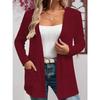 Spring and autumn comfortable casual elegant solid color fashion texture fabric pocket large size women's unbuttoned cardigan