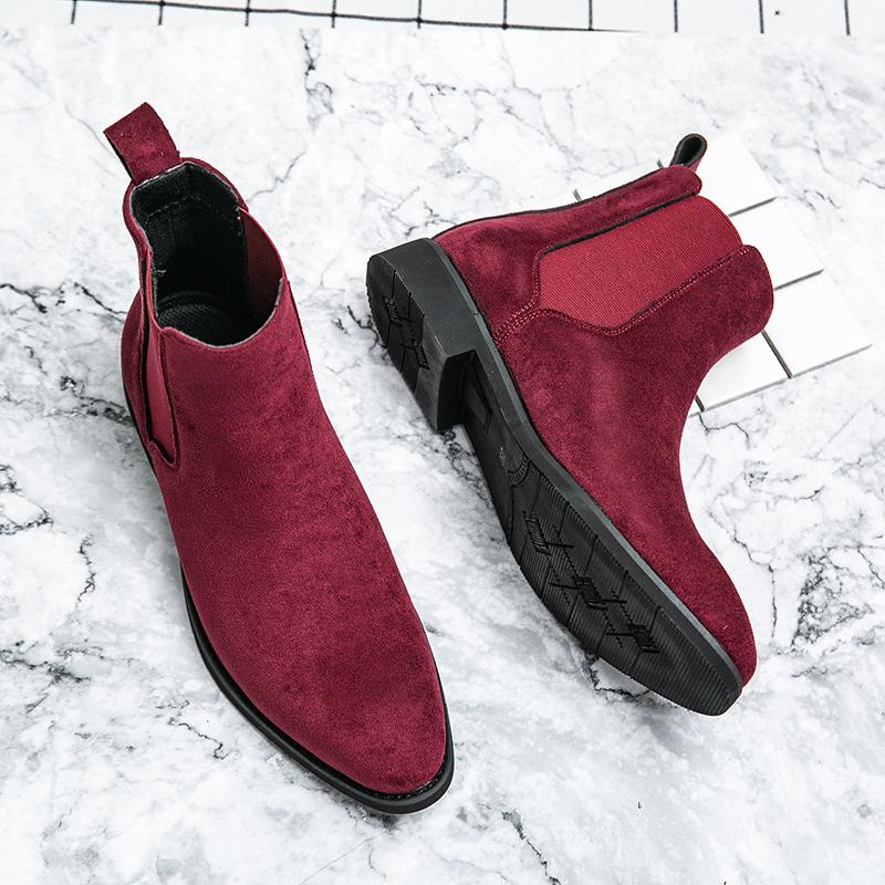 Fashion Suede Leather Men's Chelsea Boots Comfy Male Ankle Boots Formal Dress Business Botas Leisure Walking Shoes Slip on Casual Shoes