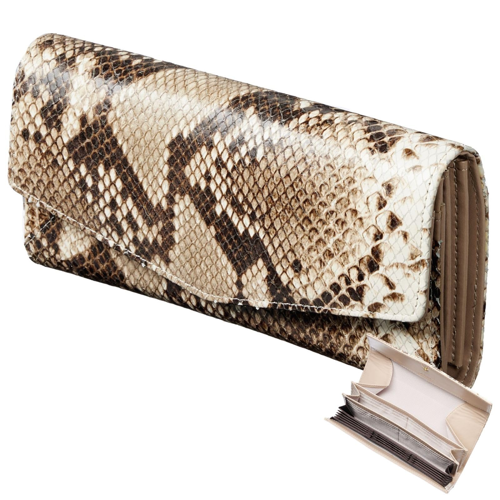 

[VOICE] Align Anaconda Diamantina Women s Flap Long Wallet, Made with Italian Atema Leather, Elegant Python Embossed Design, Perfect for Improving