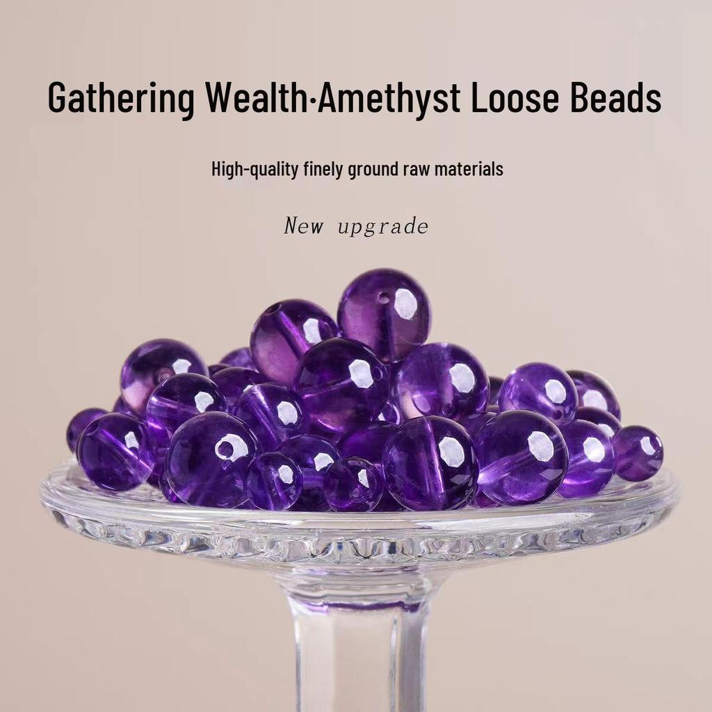 High-Quality Natural Amethyst Beads Necklace & Bracelet DIY Set