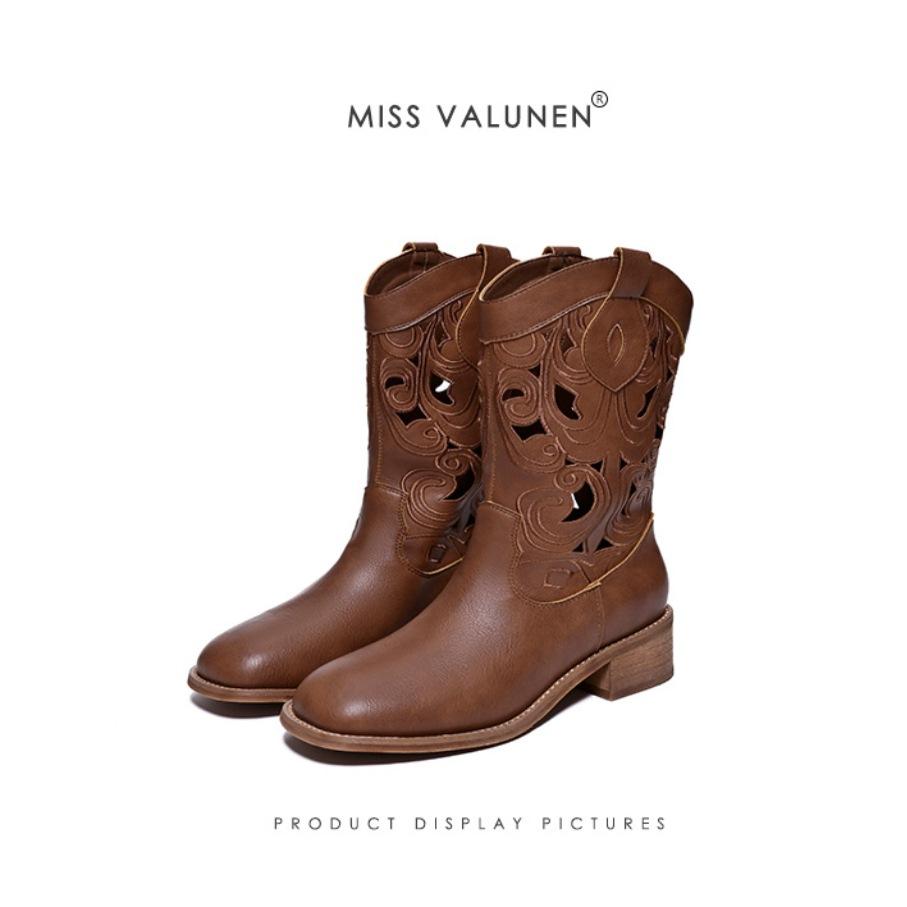 Missvalunen Miss Warren summer new hollow western cowboy boots hollow western short boots