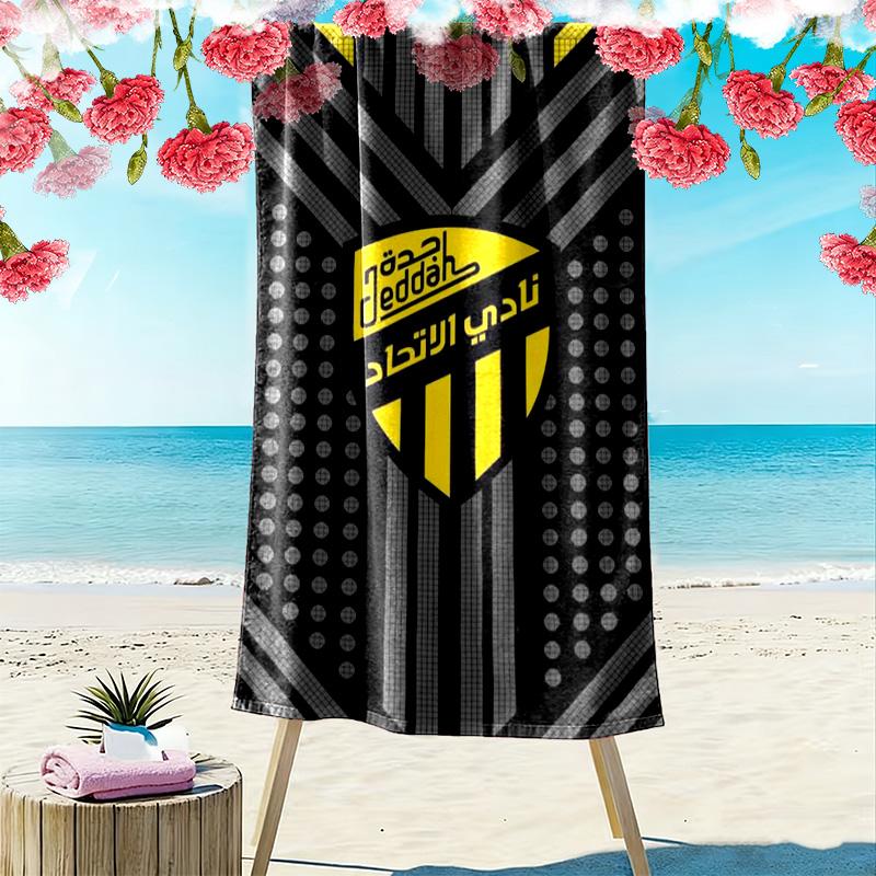 Al-Ittihad Club Logo Print Beach Towel, Large Soft Quick Dry Towel for Beach Camping Swimming