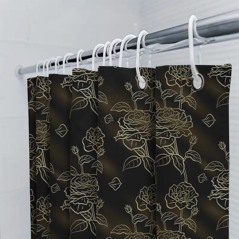 Luxury Floral Shower Curtain Waterproof Bathroom Decorative Fabric 3D Printing Print Customizable Size For Home Decoration