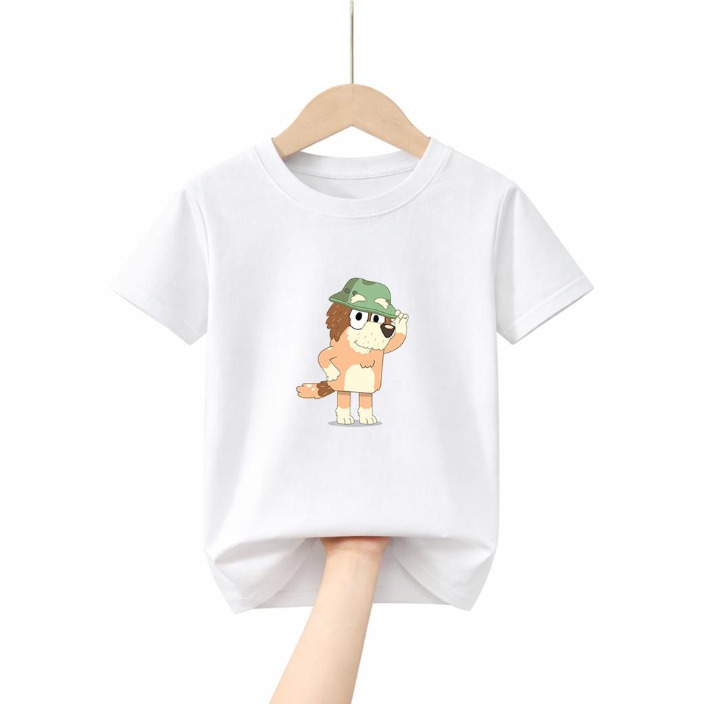 2026 New Bluey Graphic Tee for Kids 100 Percent Cotton Soft Loose Fit Tshirt Boys Girls Casual Daily Wear