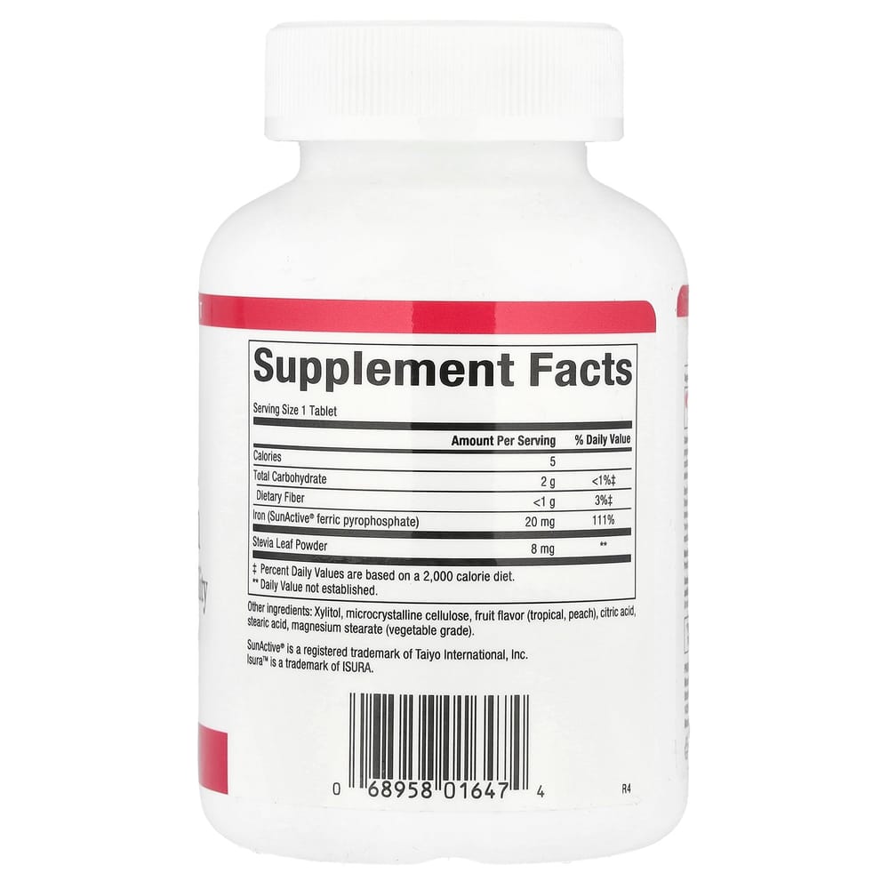 Natural Factors Easy Iron 20mg Chewable Tablets, 60 Counts