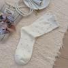 Women's Summer Thin Ballet-style Wooden Ear Side Polka Dot Long Tube Pile Socks
