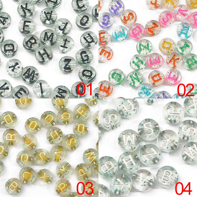 Home Party Supplies DIY Letter Flat Beads Acrylic Scallion Powder Jewelry Accessories Handmade 100pcs 4x7mm Necklace Bracelet Charms