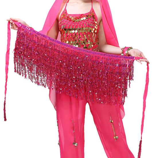 Юбка для танца живота Блестящая мини-юбка Изысканный стиль в богемном стиле Короткая юбка для танца живота с бахромой и блестящими кисточками с блестками Юбка для танца живота для сценического шоу розы красного