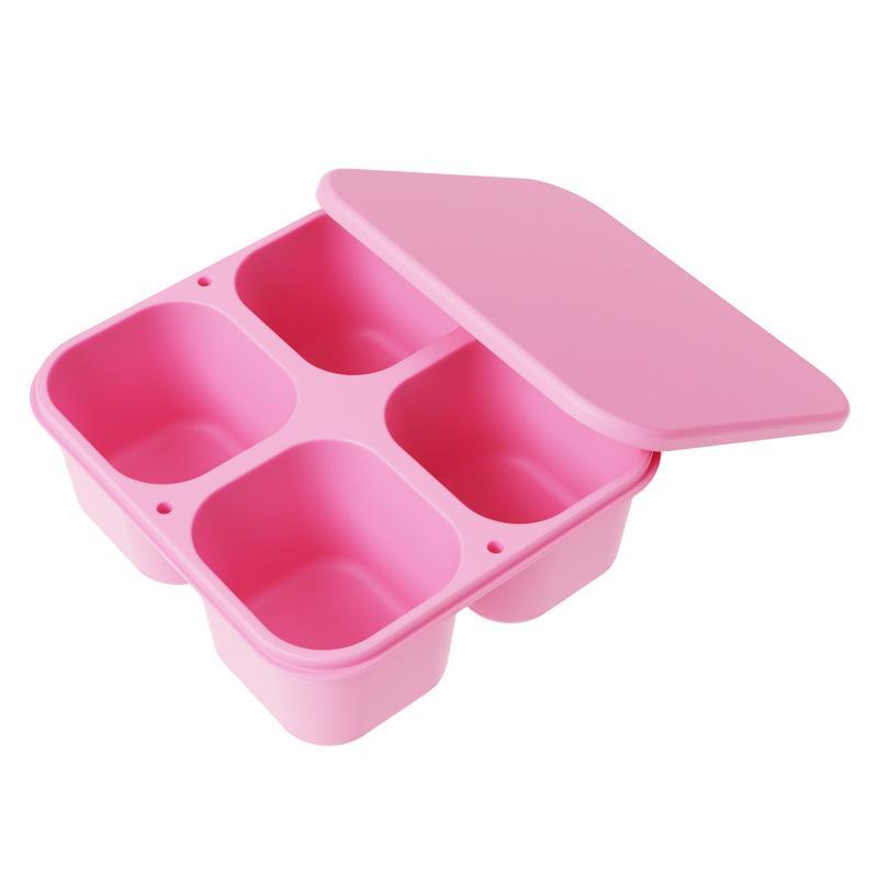 Food Grade Silicone Snack Box With 4 Divided Compartments Sealed Lid Perfect For Kids School Picnics Office Daily Snack Storage one  size розовый