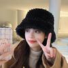 Women Thicken Flat Top Bucket Cap Lamb Wool Bucket Hat Winter Warm Hats for Unisex Men Panama Hat Outdoor Fisherman Caps Gorras