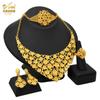 24K Gold Plated Arab Women's Bridal Necklace Earrings Ring Bracelet Indian Women's Jewelry Set 2026