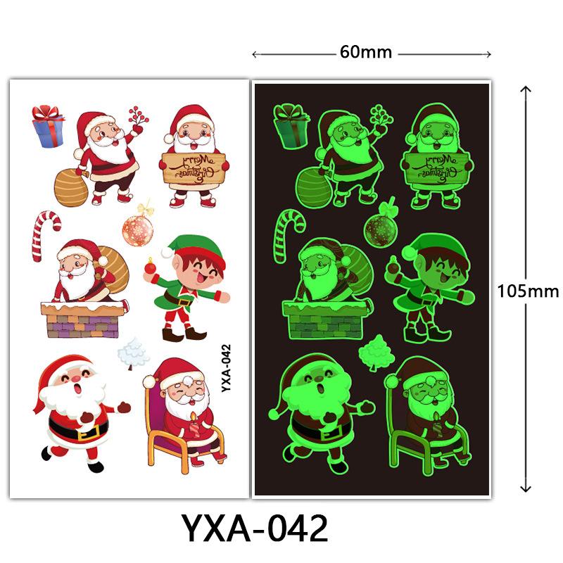 Christmas Luminous Tattoo Sticker Glowing Waterproof Sweat Cute Cartoon Holiday Party Temporary Sticker