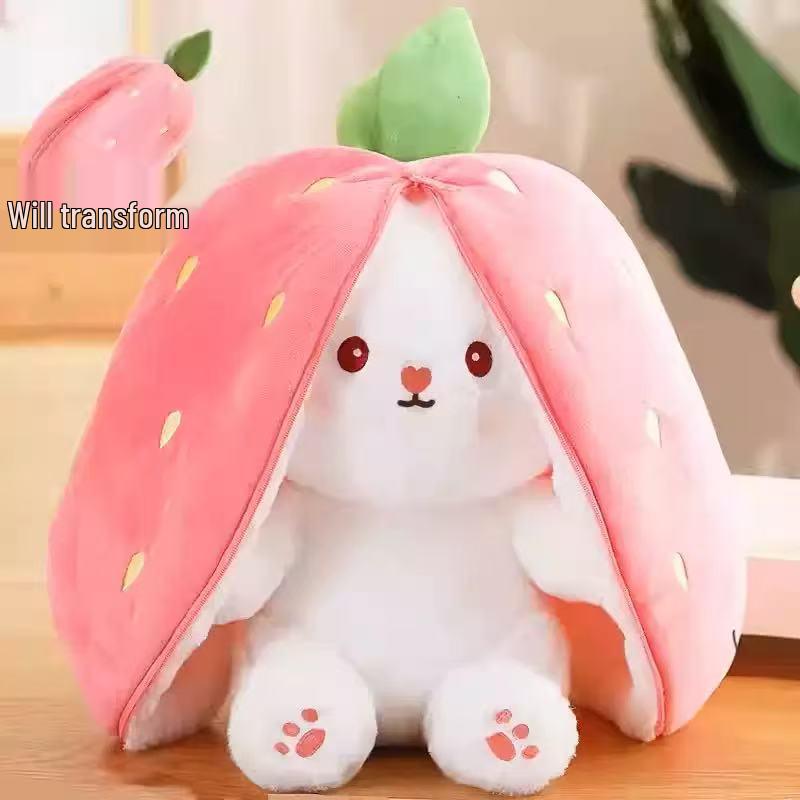 Strawberry Rabbit Plush: Adorable Carrot Bunny Doll & Girls' Sleeping Pillow