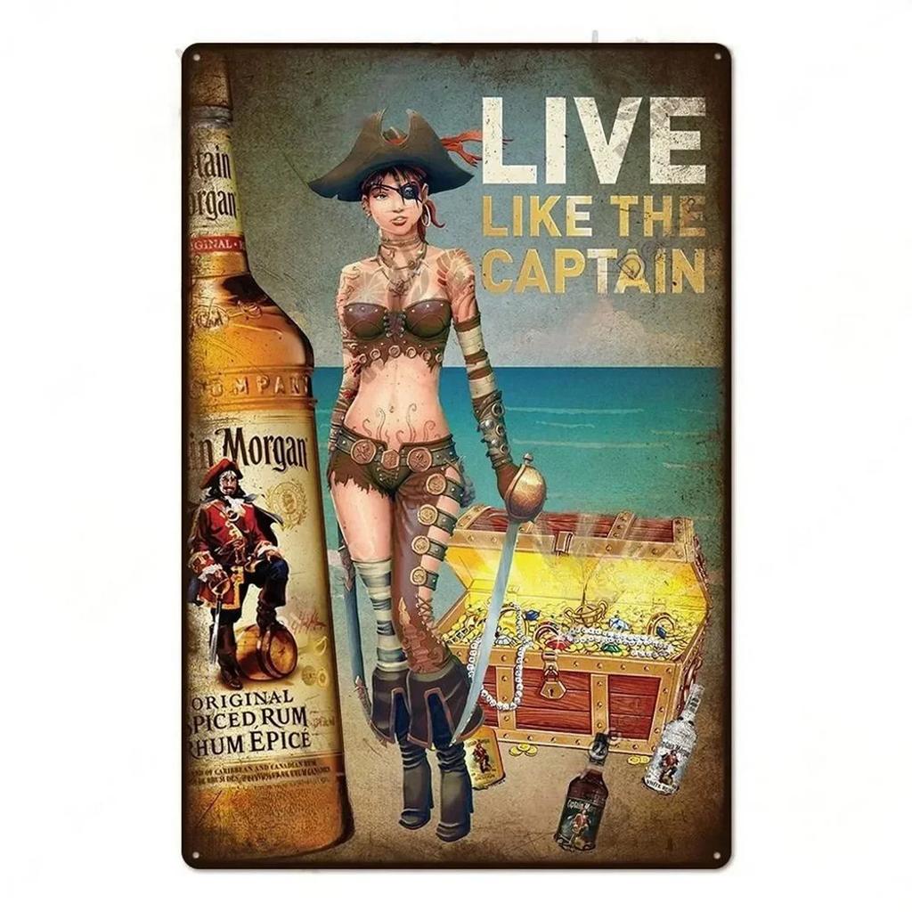 Vintage Metal Tin Sign  Captain Original Wall Decor Plaque Retro Art Poster for Man Cave Home Cafe Garden Club Bar  Iron Paintin