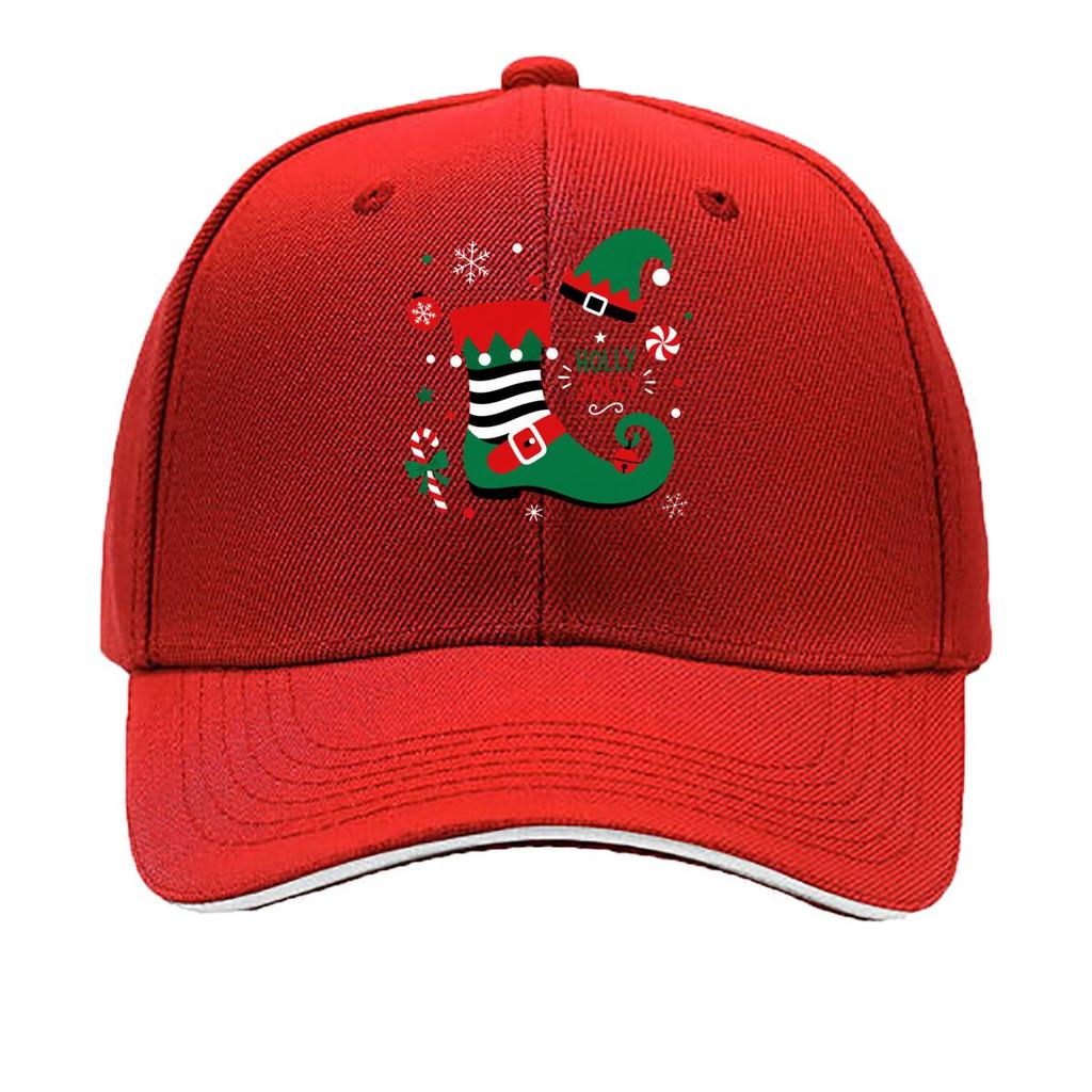 Playful Christmas Elf Boot Graphic Sandwich Baseball Cap Sun Cap Outdoor Workouts Hat
