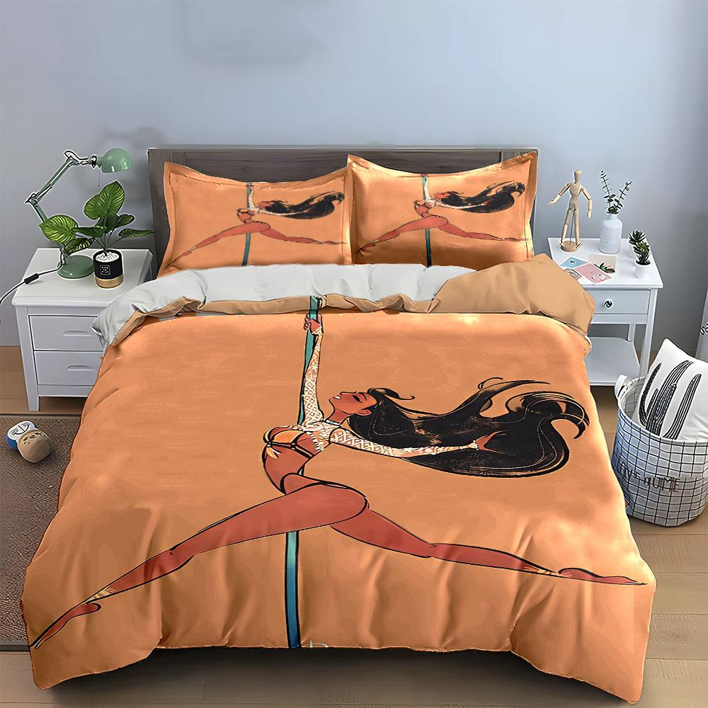 Pole Dance Art with Lace Bedding Duvet Cover Set Duvet Cover Pillowcases  (1*Duvet Cover 2*Pillowcases, without duvet insert)