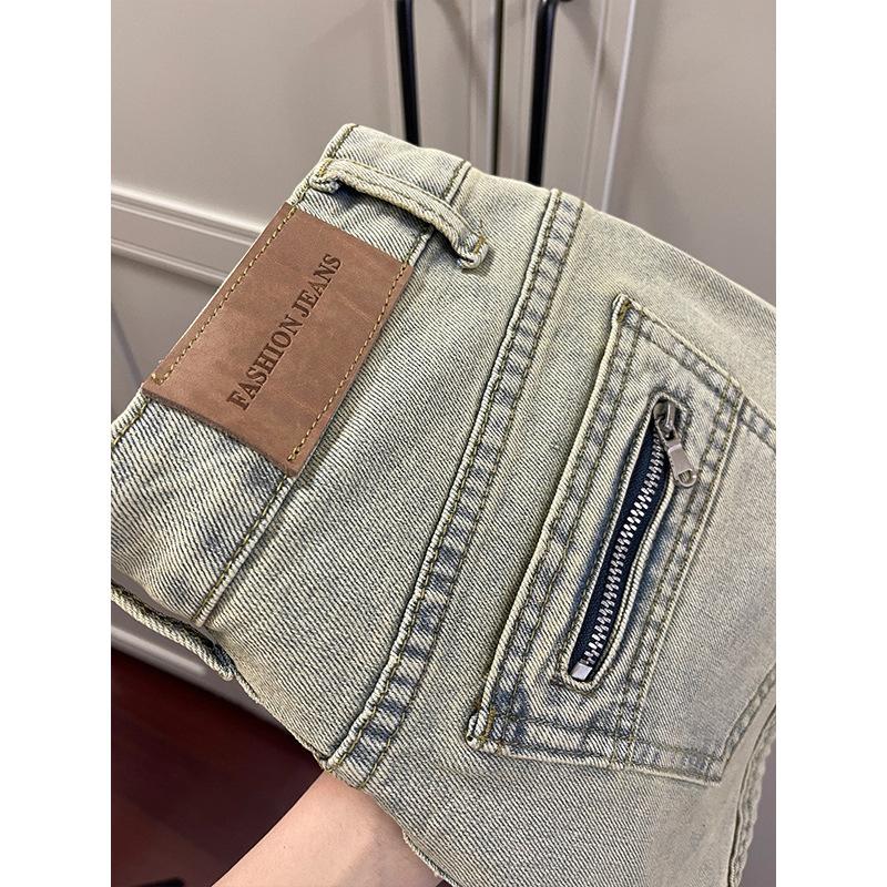 Pantaloni scurți din denim spălați și folosiți, cu fermoar la buzunar în spate, pentru femei, de vară, noi, cu talie înaltă, slăbire, drepți, pentru ridicarea șoldurilor